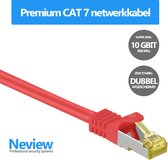 Neview - Cat 7 S/FTP netwerkkabel - 100% koper - 25 cm - Rood - Dubbele afscherming - Cat 7 Internetkabel