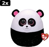 2x TY Squish A Boo Panda Knuffelkussen Bamboo 23 cm