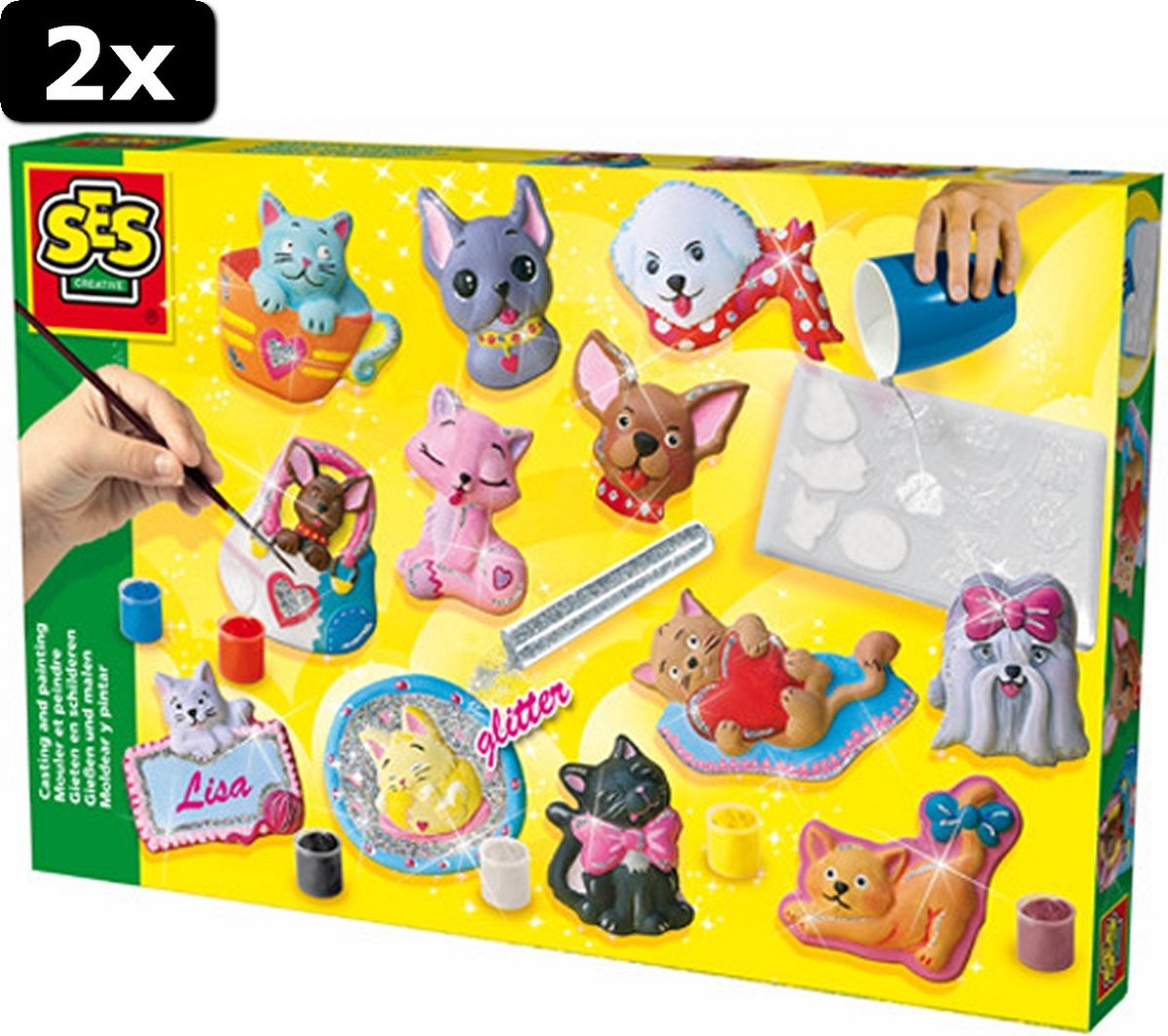 2x SES Creative Gipsgieten Hond En Kat