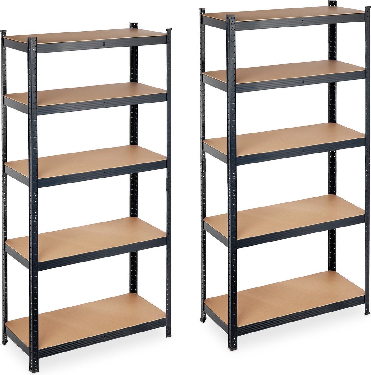 Relaxdays 2x stellingkast metaal - opbergrek zwart - 180x90x40 cm - legbordstelling - rek