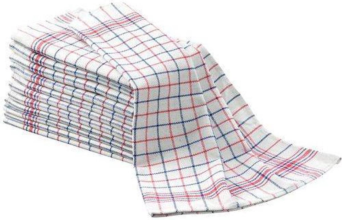 Bol.com Theedoekenset Blok Wit - 65x65 – 6 stuks - Geblokt - Blokdoeken - 100% katoen - Horeca Theedoeken – vaatdoek – theedoek ... aanbieding
