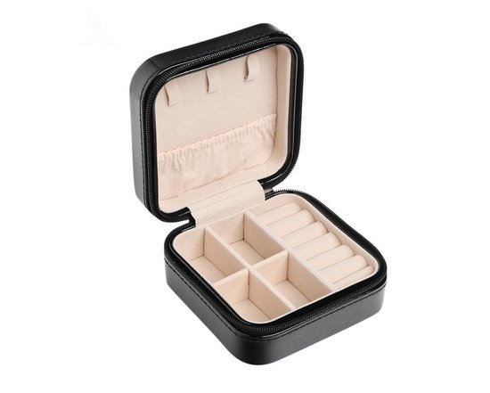 Petite boîte à bijoux - Boîte à bijoux - Trousse à crayons - Boîte de Opbergbox - Compacte - Klein - Pochette de voyage - Zwart
