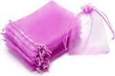 Fako Bijoux® - Sacs Organza - 10x15cm - Sacs de Fête - Sacs à Bonbons - Sacs Cadeaux - Sacs à Bijoux - Lilas Violet - 100 Pièces