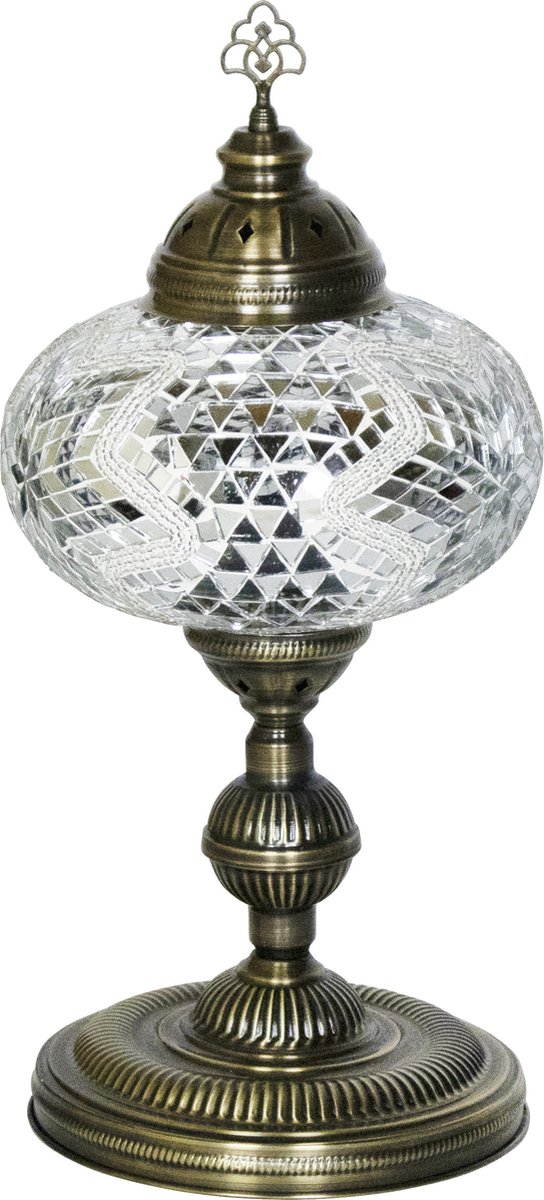 Oosterse mozaiek tafellamp - Doorzichtig - Hoogte 50cm - Diameter bol(len) 24cm