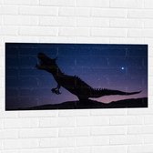 WallClassics - Muursticker - Silhouette van een Dinosaurus in de Nacht - 100x50 cm Foto op Muursticker