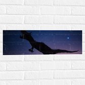 WallClassics - Muursticker - Silhouette van een Dinosaurus in de Nacht - 60x20 cm Foto op Muursticker