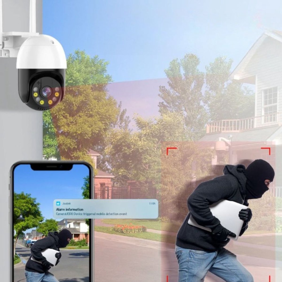 Beveiligingscamera met 64 gb geheugenkaart - Home Security Camera Systeem - Wifi Camera Set - Video + Audio-opname - Beveiligingscamera - Nachtzicht - Motion Detector