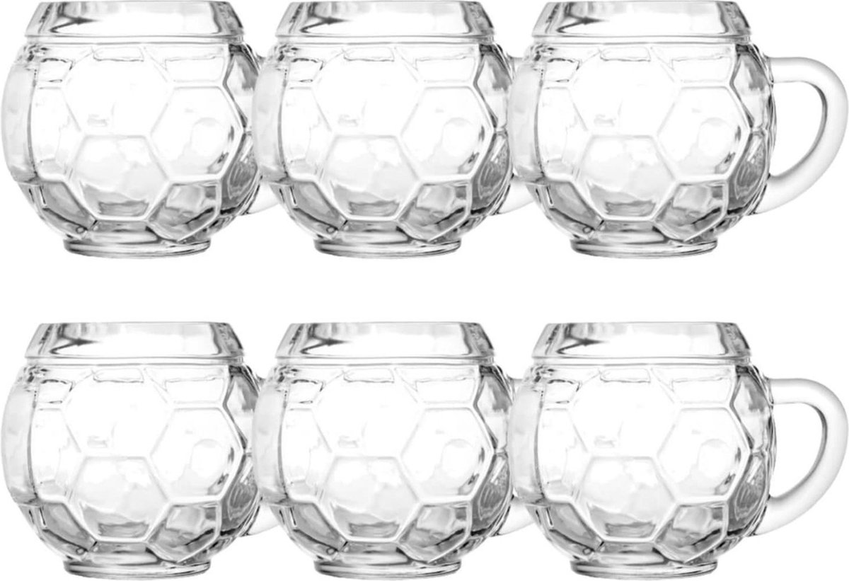 Bierglas - Bierglazen - Bierpullen - Vorm van een voetbal - 0,3 liter - Set van 6 stuks