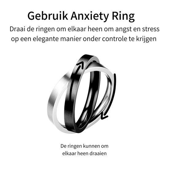 Gebruik Anxiety Ring: Draai de ringen om elkaar heen om angst en stress te controleren. De ringen kunnen om elkaar heen draaien.