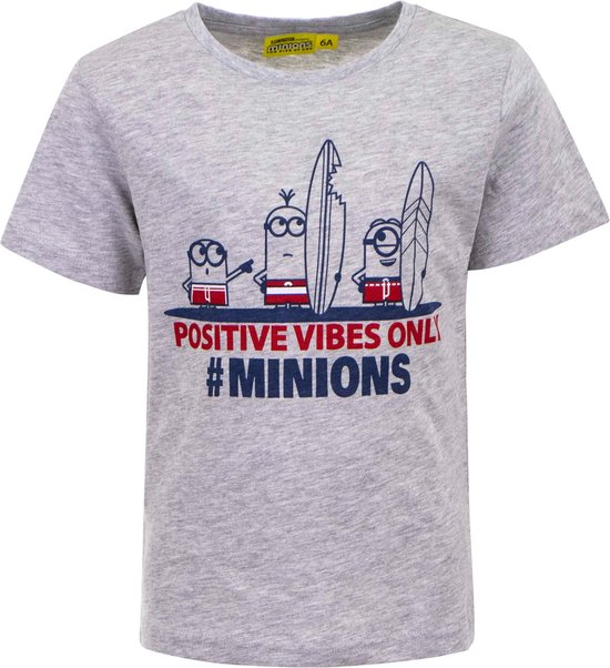 The Minions grijs t-shirt "Positive Vibes Only" | maat 104