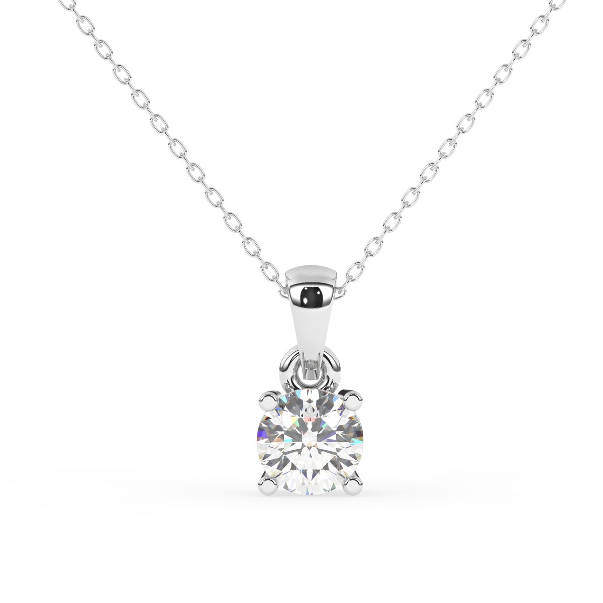 Diamo Diamonds 9-DD014-WG-40-N Gouden Ketting met Diamanthanger - Dames - Lab Grown Diamonds - 0,40ct - Recycled Goud - 14 Karaat - Ankerschakel - 40 + 3 + 3 cm - 0,85 dikte - Witgoud