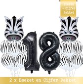Snoes * Cijfer Ballon 18 Jaar Zebra Jungle Thema Ballon Boeketten Set van 15 Zebra Safari Verjaardag Folie en Latex ballonnen Hoera 18 Jaar Nummer Ballon