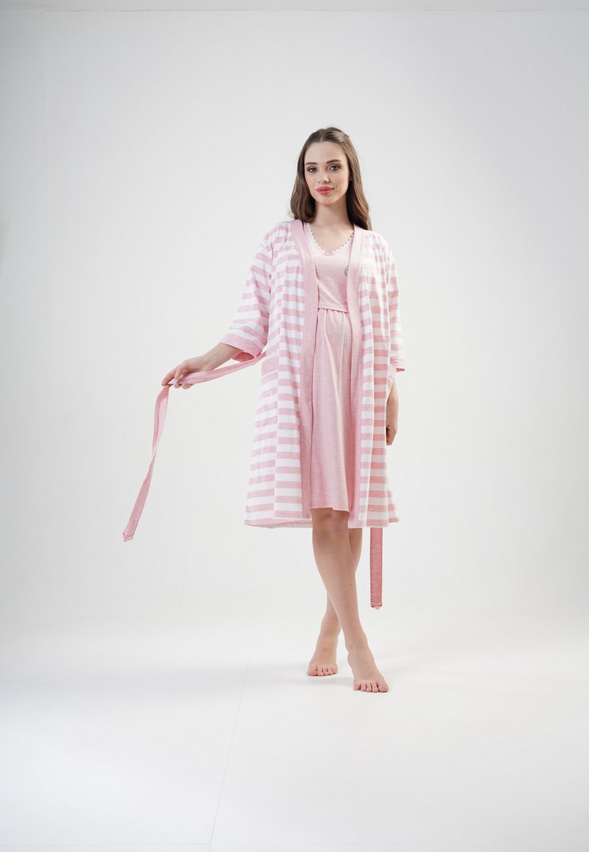 Vienetta - 2 Delige zwangerschaps Dames Pyjama Set, Roze - XL