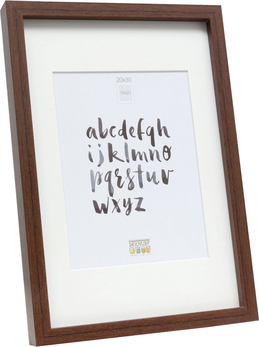 Deknudt Frames fotolijst - bruin met passe-partout  - 15x20 / 20x30 cm