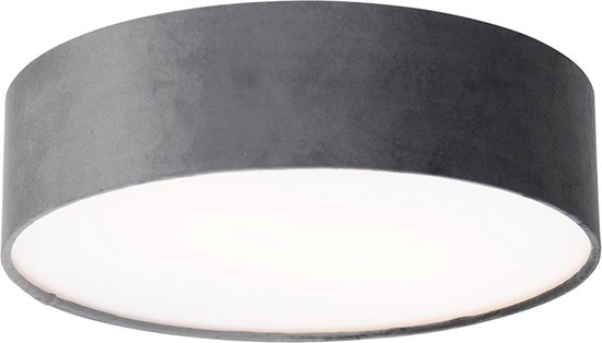 QAZQA drum - Moderne Plafondlamp - 2 lichts - Ø 40 cm - Grijs - Woonkamer | Slaapkamer | Keuken