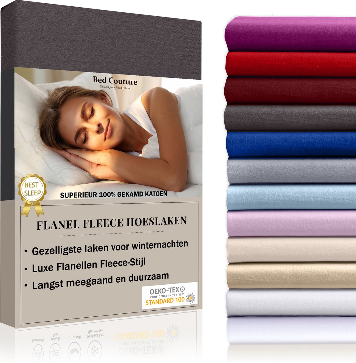 Bed couture Flanel Fleece Hoeslaken - 100% Katoen Extra zacht en Warm -  Eenpersoons... | bol.com