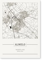 Stadskaart Almelo - Plattegrond Almelo – city map – Forex muurdecoratie 30 x 40 cm