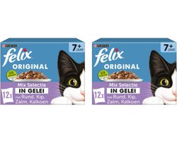 2x Felix - Original Senior Mix Selectie in gelei - Kattenvoer - 12x85g