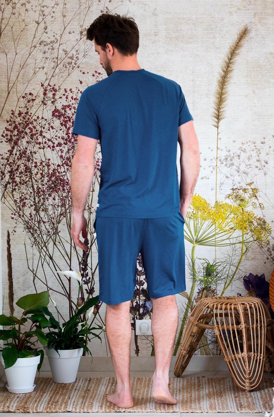 Schiesser Heren lange slaapbroek van biologisch katoen - Mix Relax, Nachtblauw 182185, 52