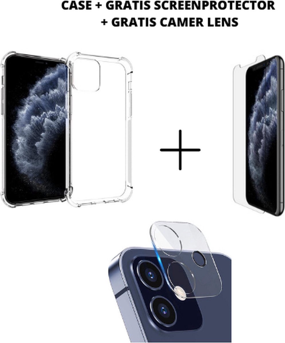 RNZV - iphone 14 - TPU Anti Shock Back Cover Case voor Apple iPhone + GRATIS SCREENPROTECTOR + GRATIS CAMERAPROTECTOR