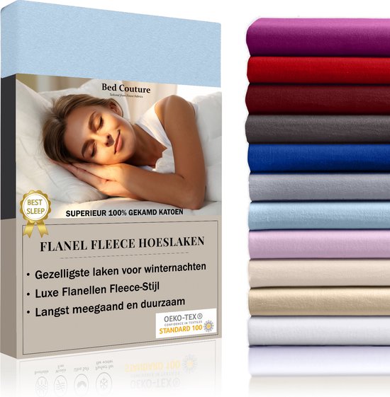 Bed Couture Flanel Hoeslaken - 100% Katoen Extra zacht en Warm - Eenpersoons... | bol.com