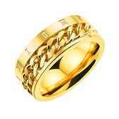 Anxiety Ring - (Rome) - Stress Ring - Fidget Ring - Anxiety Ring For Finger - Draaibare Ring - Spinning Ring - Goudkleurig RVS - (18.75 mm / maat 59)
