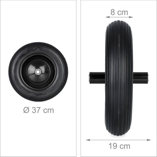 Relaxdays kruiwagenwiel - 3.50-8 - zonder lucht - rubberen band - stalen velg - tot 100 kg - zwart van Relaxdays — afbeelding 3