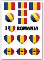GlittersXL - Temporary Tattoo Roemenië / Romania (A5 formaat) [Neptattoo - Tijdelijke tatoeage smink schmink versiering - Nep Fake Tattoos - Water overdraagbare festival sticker glitter - Volwassenen Kinderen Jongen Meisje WK, World Cup, Voetbal