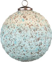 Clayre & Eef Kerstbal Ø 15 cm Turquoise Beige Glas Metaal Kerstboomversiering