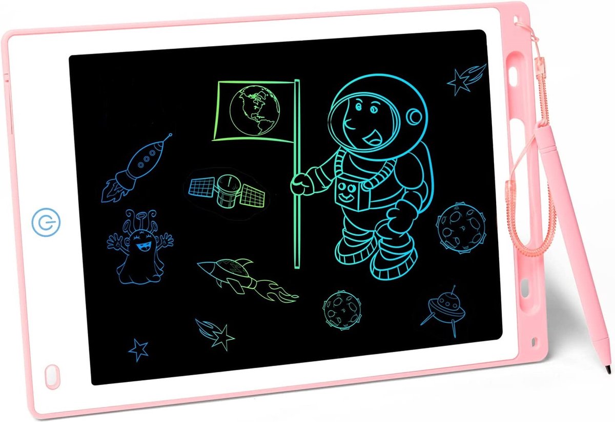 Buxibo - Kids 12 Inch Elektronische Schrijf- en Tekentablet - Uitwisbaar - Kindertablet - Educatief Speelgoed - Jongens en Meisje - Inclusief Accessoires - Roze