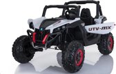 UTV-MX 2-Persoons buggy | Elektrische kinderauto | Accu auto kind 24V 4×4, Rubberen banden, Leren zitjes en Afstandsbediening (Wit)