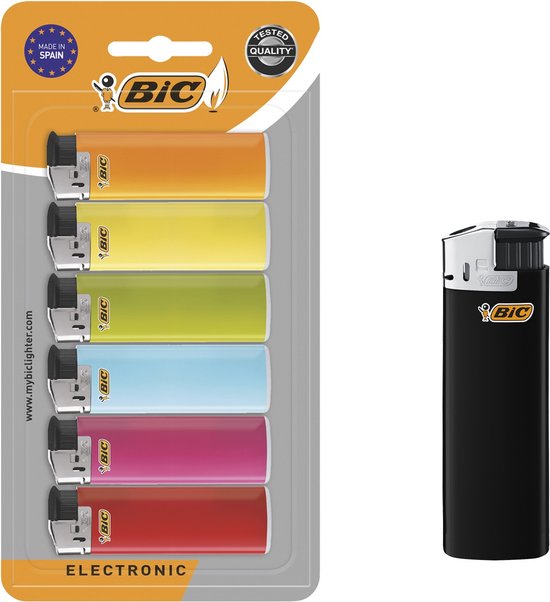 Tijd verder Kort geleden BIC Maxi J38 Elektronische Aanstekers - Verschillende Kleuren - Pak van 6  gasaanstekers | bol.com