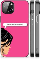 Back Case Siliconen Hoesje Geschikt voor Apple iPhone 14 Smartphone Hoesje met Zwarte rand Woman Don't Touch My Phone