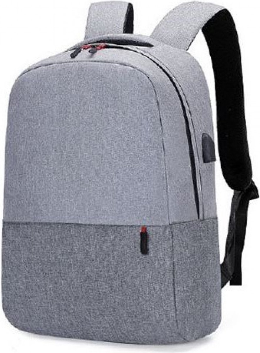 eCarla - Sportrugzak met usb poort geschikt voor 15" laptop - grijs