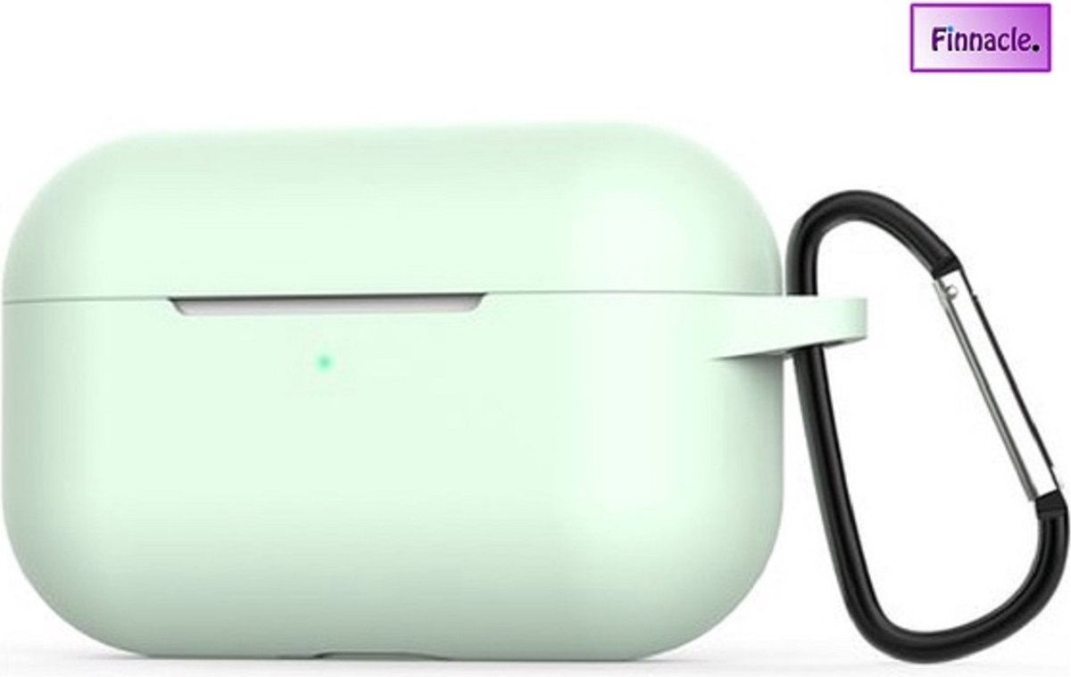 Finnacle - Hoesje geschikt voor Apple AirPods Pro met Clip - Mint Groen- Siliconen - Case - Cover - Soft case