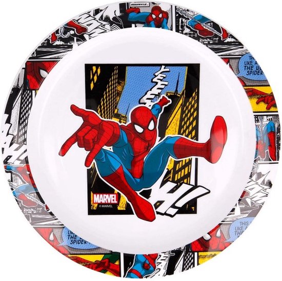 Assiette petit-déjeuner en plastique Marvel Spiderman - Résistante aux  micro-ondes - 22 cm | bol