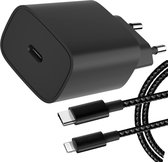 20W USB C Power Adapter + Nylon USB C Kabel - 2 Meter - Geschikt voor iPhone Oplader - Voor iP12,13,14,Pro,Max,Mini,Plus