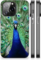 GSM Hoesje iPhone 14 Pro Max Siliconen Back Cover met Zwarte rand Pauw