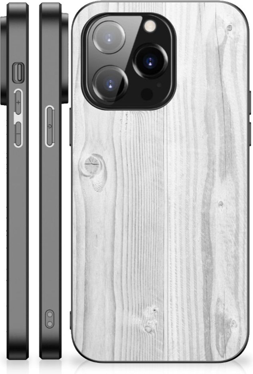 iPhone 14 Pro Houten Print Telefoonhoesje White Wood