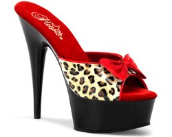 Pleaser - DELIGHT6016 Muiltjes - Paaldans schoenen - 45 Shoes - Rood/Bruin