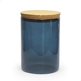 Vanhalst - Pot en verre de qualité avec couvercle en liège - BLEU ARGENT - 750ml - Diamètre 10cm & 15cm de haut