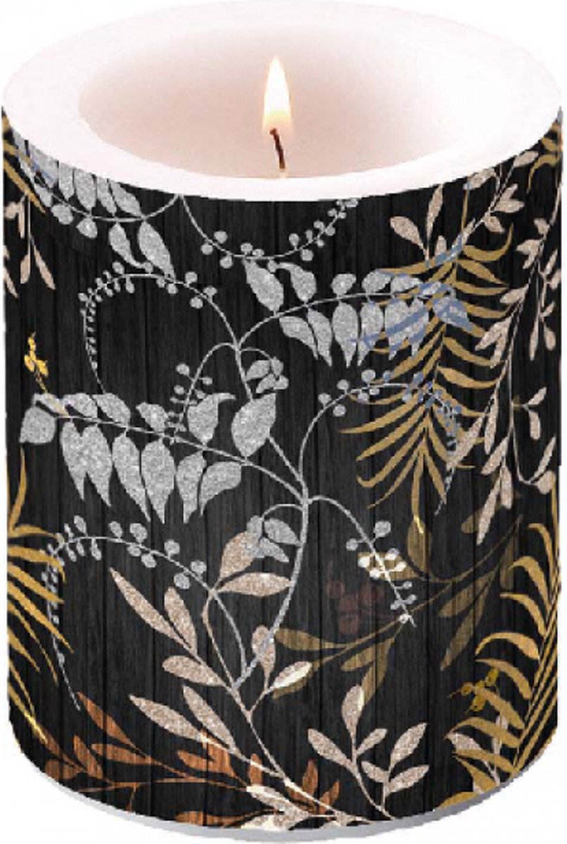 Ambiente kaars - 75 branduren - Luxery Leaves Black Zwart