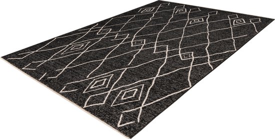 Lalee Agadir- vloerkleed- ruitendesign- Scandinavisch- berber style- modern- 80x150 cm grafiet antraciet