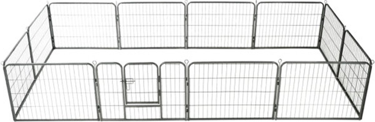 Bol.com vidaXL - Hondenren - met - 12 - panelen - 80x60 - cm - staal - zwart aanbieding