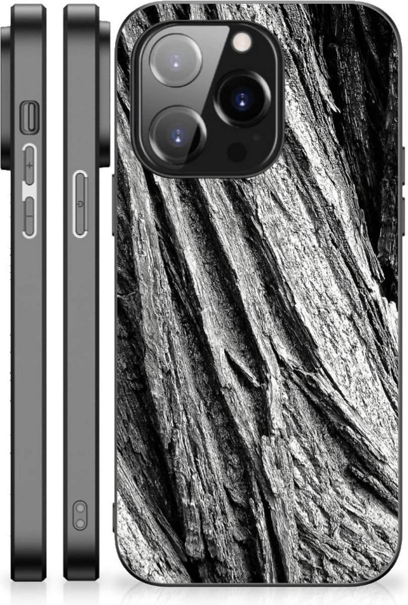 Houten Print Telefoonhoesje iPhone 14 Pro Boomschors Grijs