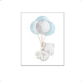 PosterDump - Olifant met ballonnen - Baby / kinderkamer poster - Dieren poster - 30x21cm / A4