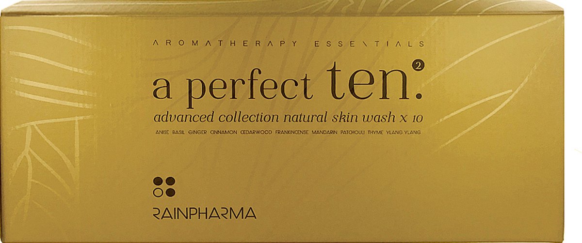 RainPharma - A Perfect Ten Skin Wash - Advanced Collection 2 - Complete Huidverzorging Set - 10 Geuren - 1000 ml - Incl. en spons - Douchegel