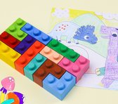 Avenir Blocks 'N Crayons: DINOSAURUS, 12 kleuren en 3 blokvormen, 3  kleurplaten, in bijenwas (10%), in doos, 3+