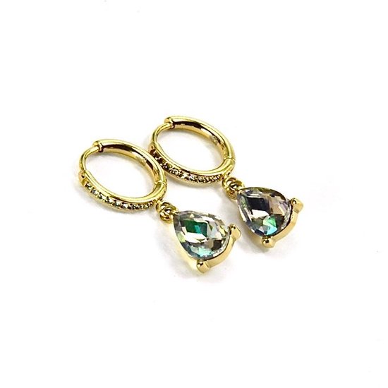 Oorbellen Luminous Green Stones Goud | 18 karaat gouden plating | Staal - 2,8 cm | Buddha Ibiza