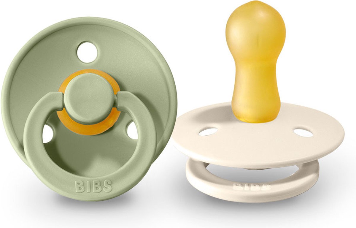 Goedkoopste BiBS - Colour Pacifier - Stage 1 Fopspeen - 0 maanden - 2 stuks - Ivory / Sage